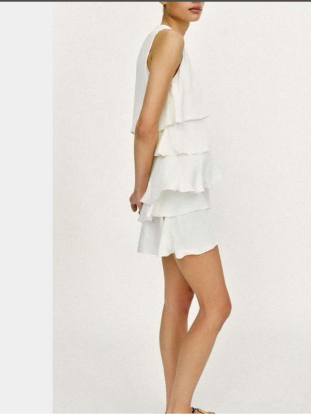 Zara White Tiered Ruffle Mini Dress